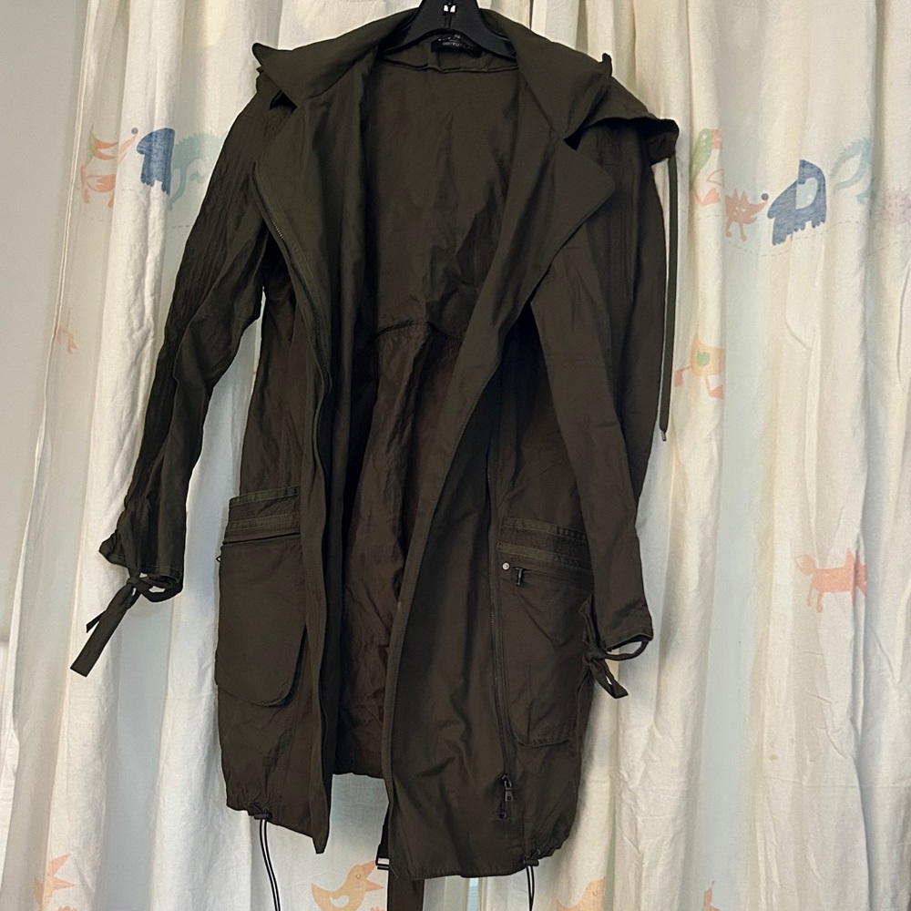 Elie Tahari Dark Green Hooded Jacket Light Jacket Size Large